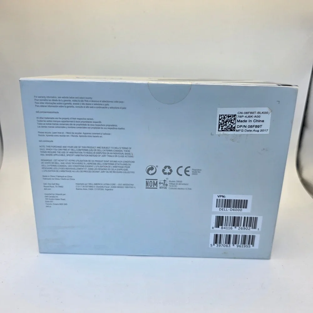 Dell Universal Dock D6000 USB-C USB 3.0 4K 5K Docking Station 08F89T New Sealed